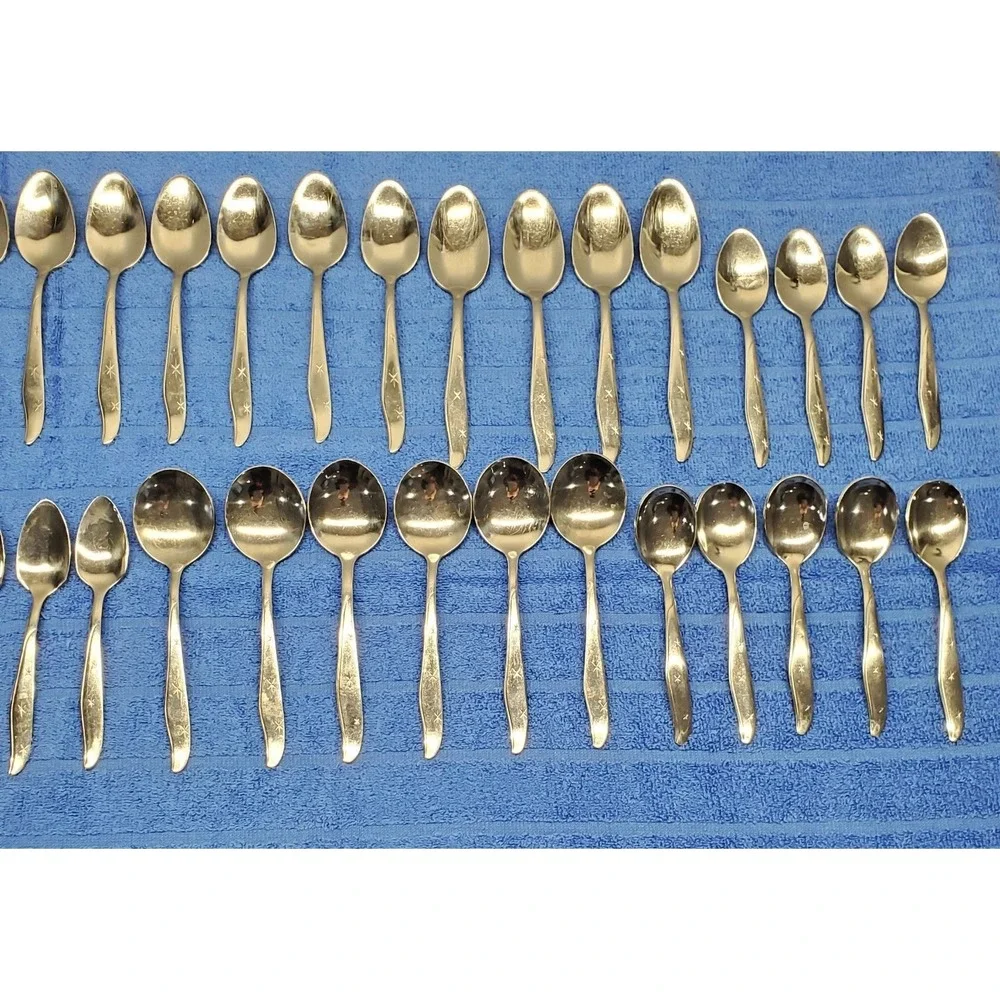 Vintage‎ MCM MarCrest Atomic Starburst Flatware Lot of 36 Stainless Spoons USA